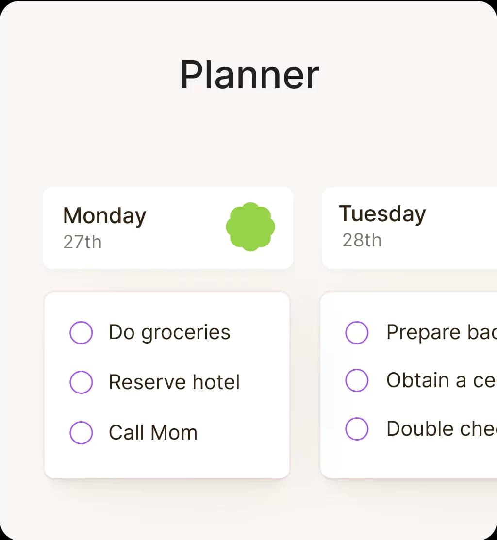 A UI rappresentation of planner